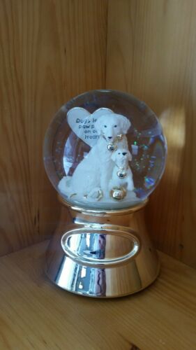 FREE ENGRAVING (PERSONALIZED) Dogs Leave Paw Prints Memorial Water (Snow) Globe