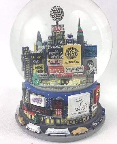 Vintage New York City Times Square Broadway Cares Shows Musical Snow Globe NYC