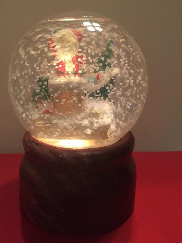 Santa Claus Snow Globe with Light Up Chimney