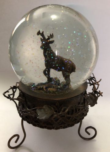 Collectable Bronze Deer Snow Globe