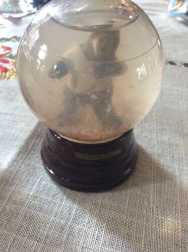 Vintage  Ceramic Glass Snow Globe Dome Skater Snow Figure Souvenir Westerly RI
