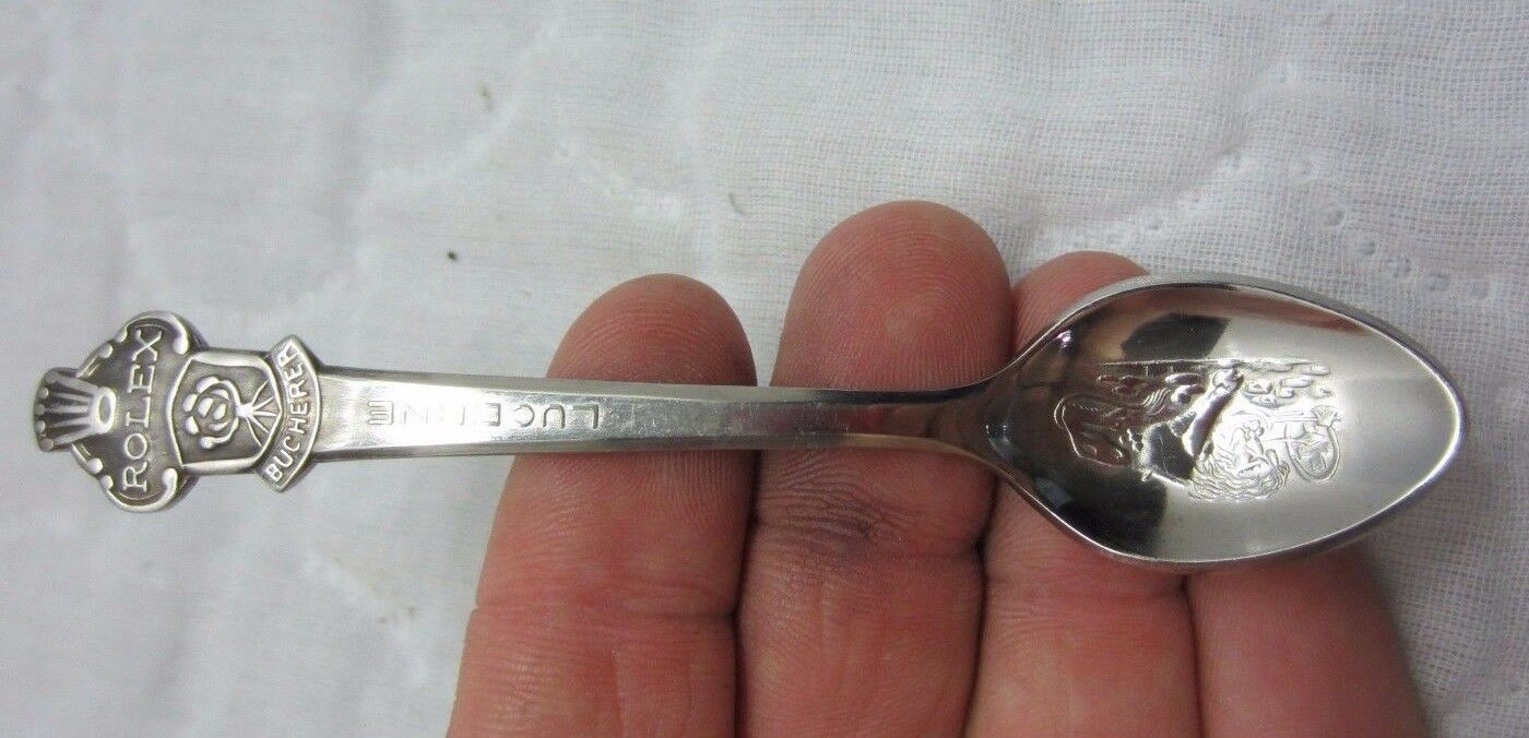 Rolex Bucherer Spoon Zurich Switzerland Demitasse Silverplate Miniature 4 1/4