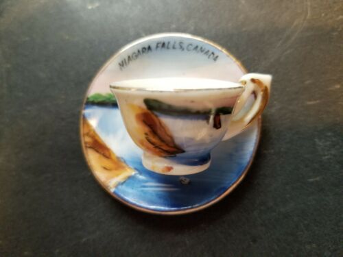 Tiny souvenir cup and saucer Niagra Falls Vintage Made in Japan hand painted