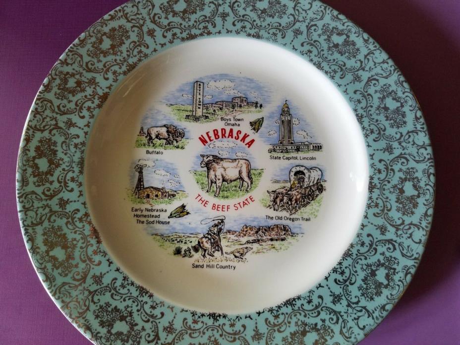 Vintage Souvenir Plate Nebraska