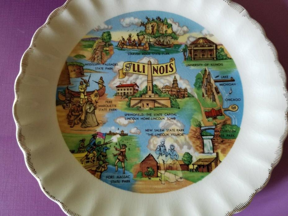 Vintage Souvenir Plate Illinois