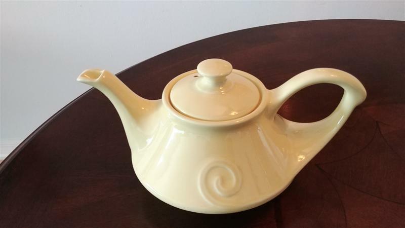 Vintage Magic Lantern Musical Teapot Ceramic Tea For Two MCM Yellow 1940's Works