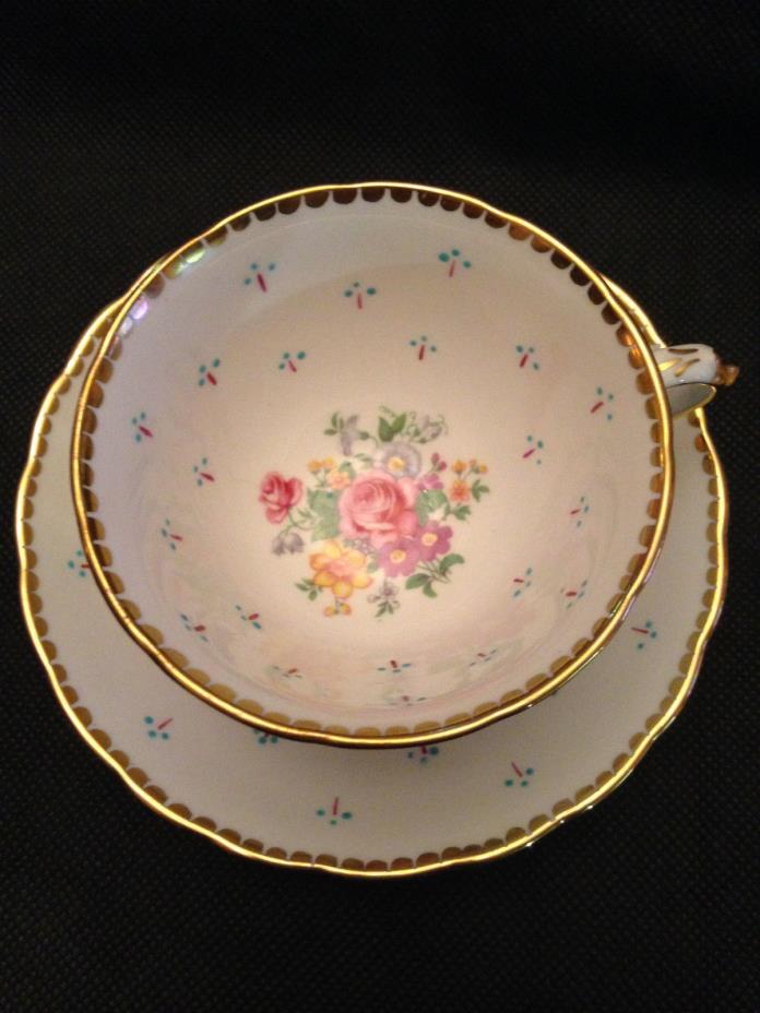 Royal Tuscan English Bone China Cup & Saucer, Floral Center Enamel Accents