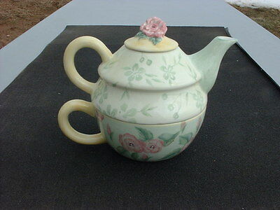 Hand Painted Capriware Single Serving Teapot and Cup