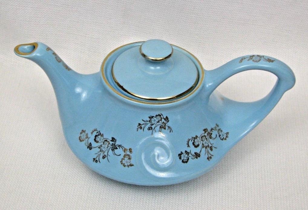 Pearl China Co Turquoise Blue Teapot 22K Gold Floral Rose Decoration - EXCELLENT