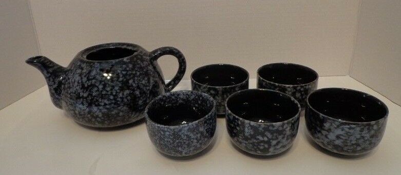 Teapot 5 Cups Ceramic Black Gray No Lid