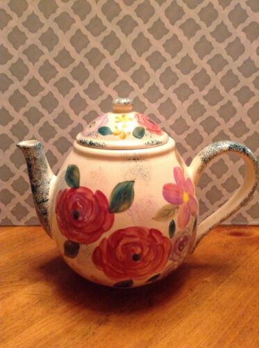 Pink Flower Hand Painted Teapot  Kitchen Home Decor