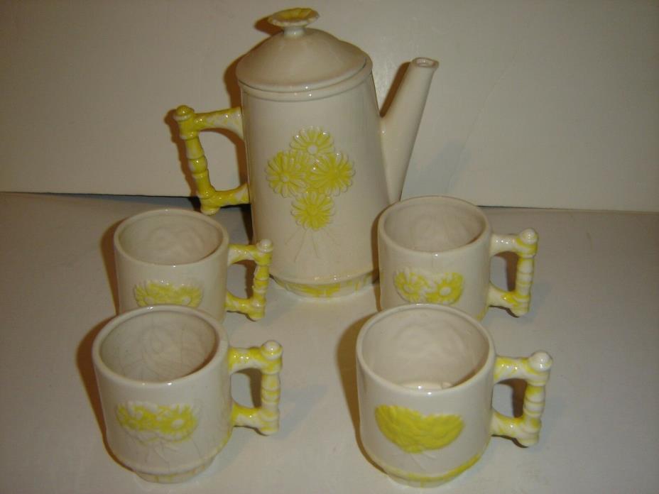 Ceramic floral Teapot Set with 4 Pottery Cups