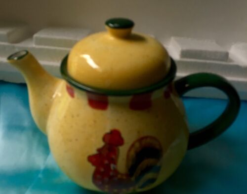 Bright Colored Ceramic Teapot With Rooster