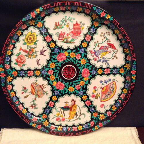 Vintage Daher Decorated Ware Tin Tray Made In England Asian Imari Design