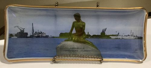LANGELINIE PIER PROMENADE COPENHAGEN DENMARK THE LITTLE MERMAID GLASS TRAY HTF