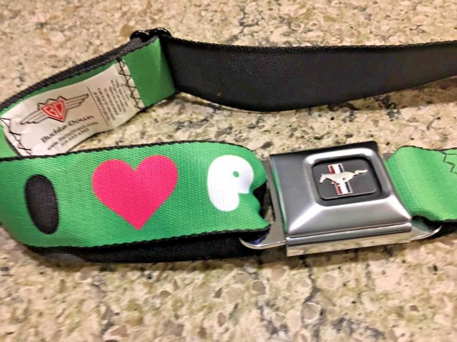 MUSTANG SEAT BELT Crazy Green Mustang Style Adjustable 