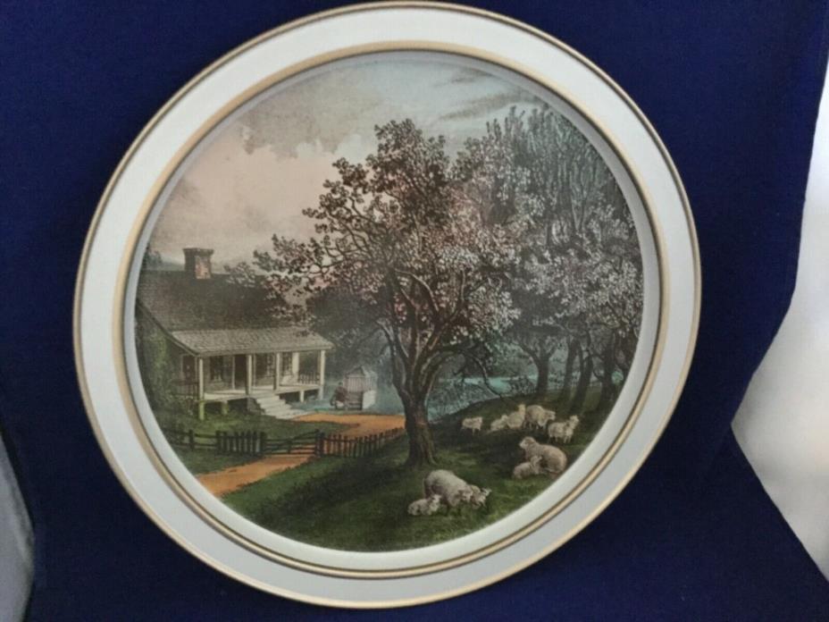 The American Homestead-Spring Tray, 11 3/4” wide, by Currier and Ives-1868