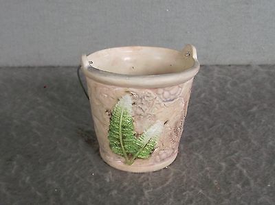 BUCKET PLANTER Ceramic BOSTON FERN Earthy Tan Green TRINKET JAR CANDLE HOLDER