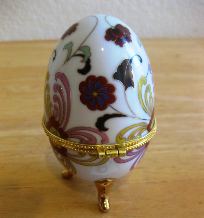 used porcelain egg trinket box