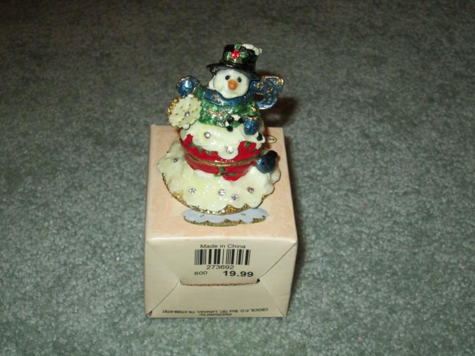 NEW OPULENCE PEWTER HINGED SNOWMAN BOX - VERY PRETTY CBOCS