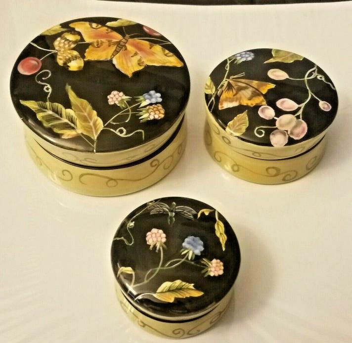 Lot of 3 Tracy Porter Hand Painted Ceramic Trinkets.