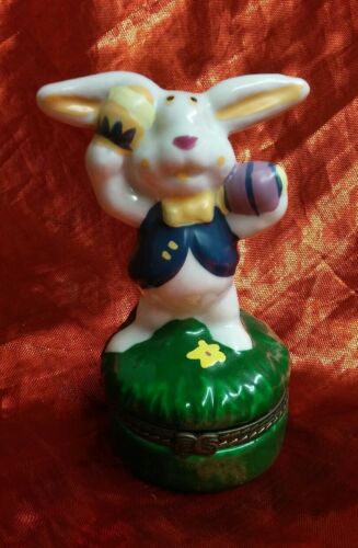 Easter Bunny with Eggs Trinket Box about 3 1/2