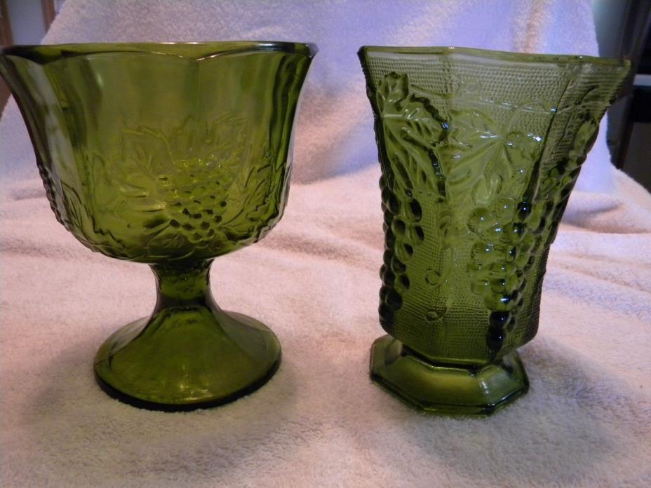 Green glass vases