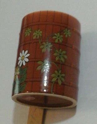 RAIN BARREL VASE Ceramic Blooms WATER BARREL Flower Vase PLANT Pot Planter JAPAN