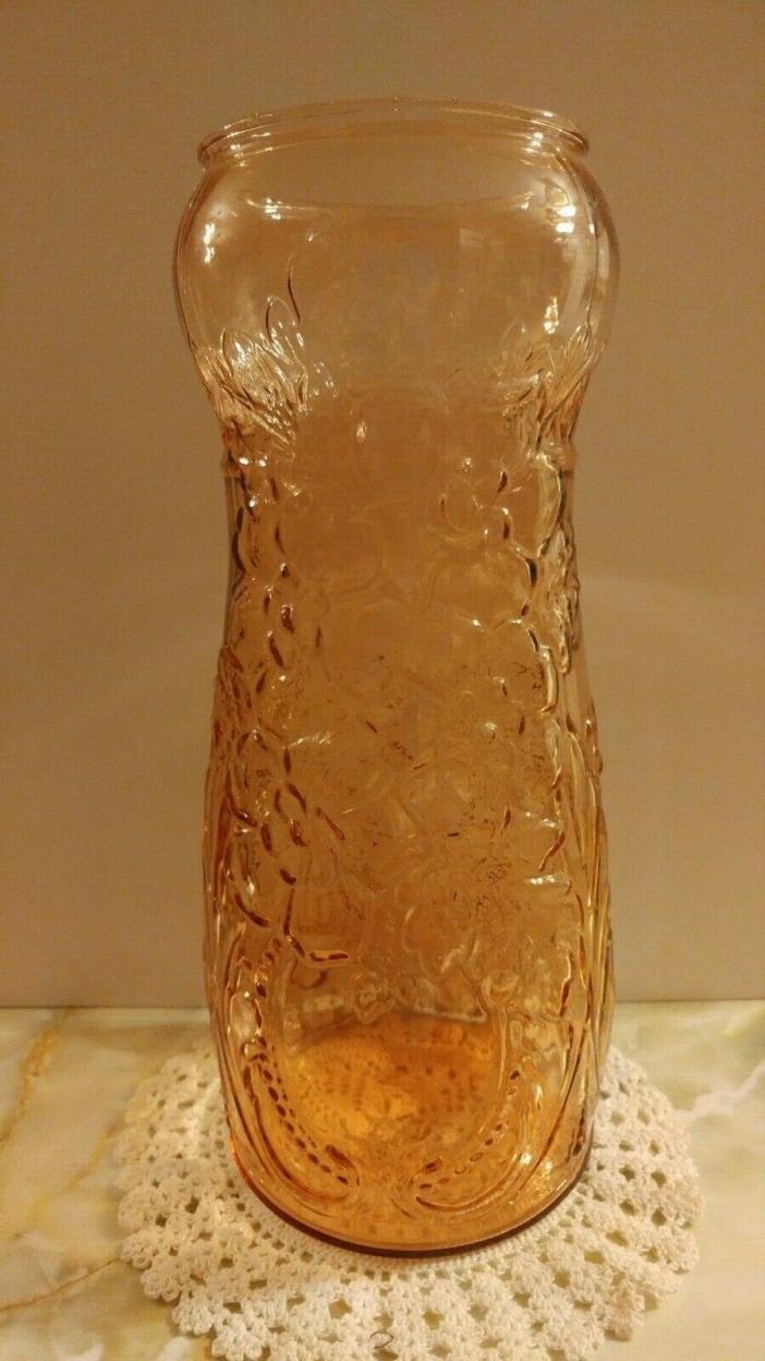 Vintage Pink Glass Unusual Shaped Different Designs Big Tall Vase 14.5