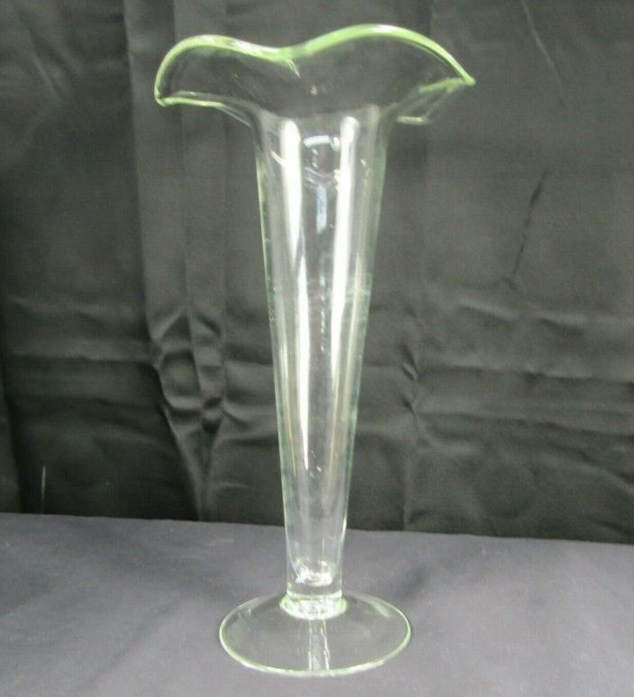 Clear Glass Jack In The Pulpit Vase Tall 12 inch Vintage Heavy 6 inch Diameter