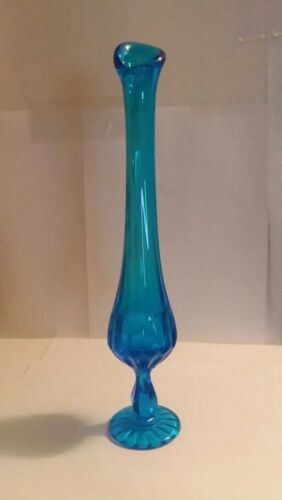 Fenton Style Cobalt Blue Art Glass Honeycomb / Thumbprint Stretch Swung Vase