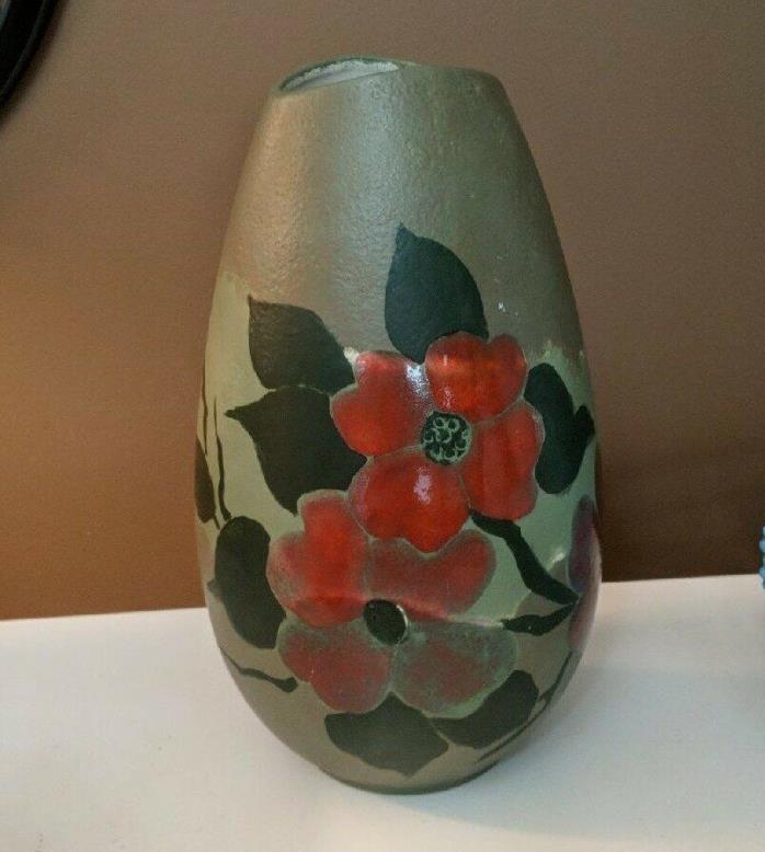C.A. Parris Signed Vintage Handcrafted Art Pottery Painted Vase Flowers
