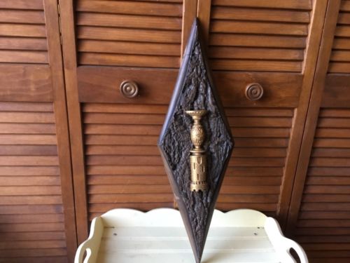 22” DIAMOND SHAPED WALL ART PLAQUE LOOKS LIKE BARK & GOLD COLORED CASTLE CENTER