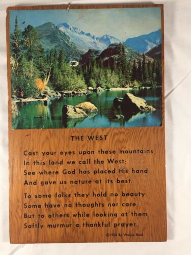 Vintage Mid Century Wood Old West Poem Plaque Prayer Wall Art