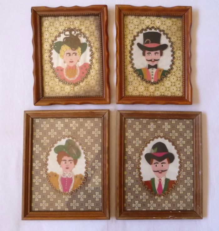 4 Shabby Chic - Felt made People - Folk Art Pictures from Palm Springs, Californ