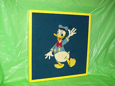 Vintage Donald Duck Framed Needle Work Art/Picture