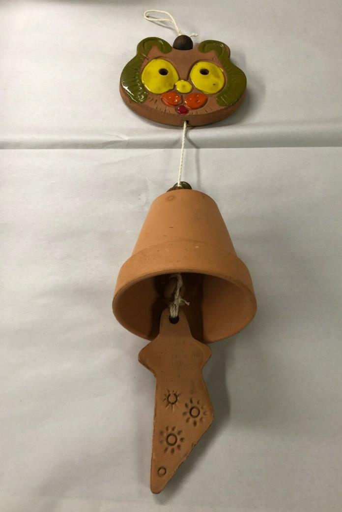 Vintage Pacific Stoneware Cat Face Wind Chime 1968