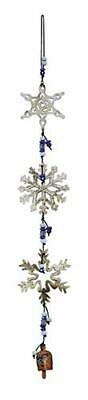 Snowflakes Falling Glass Beads and Bells 27 in Long Wind Chimes with Nana Bell