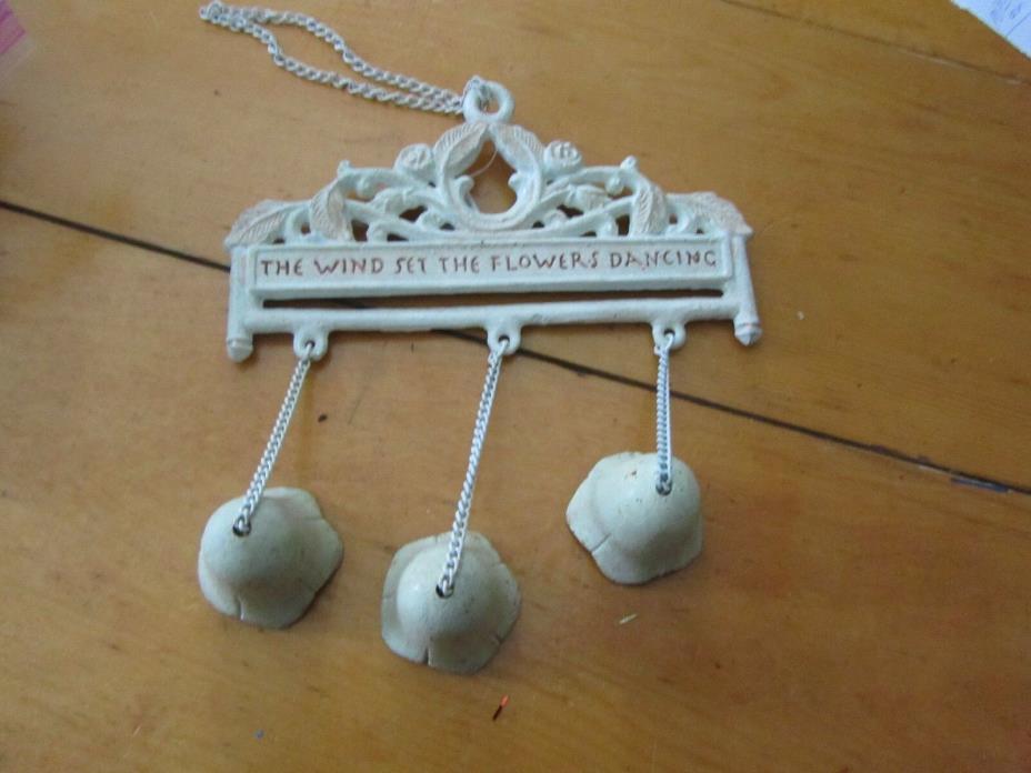 Wind Chime cast iron off white  The wind sets the flowers Dancing NWT Russ