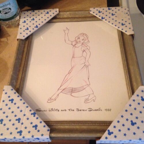 Snow White And The Seven Dwarfs Framed Drawing