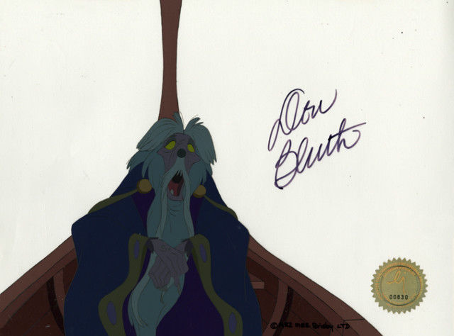 Don Bluth SIGNED Nicodemus Secret of NIMH 1982 animation cel LJE Seal COA