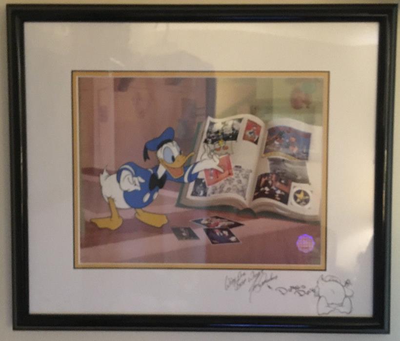 Donald 's Memory Book signed Disney sericel Framed COA