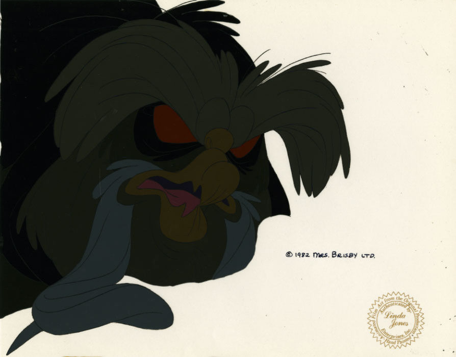 Don Bluth Great Owl Secret of NIMH 1982 production animation cel LJE Seal COA