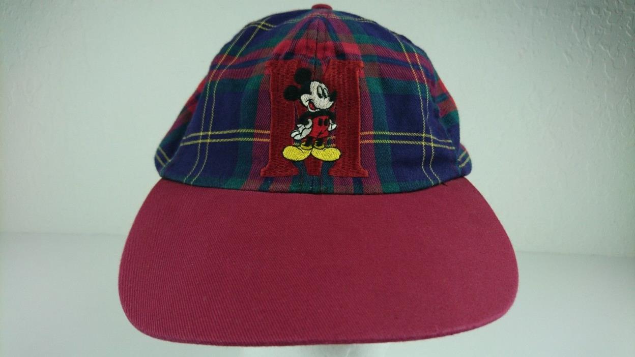 Vintage Walt Disney Mickey Mouse Tartan Plaid Cap Goofys Hat Unstructured Adult
