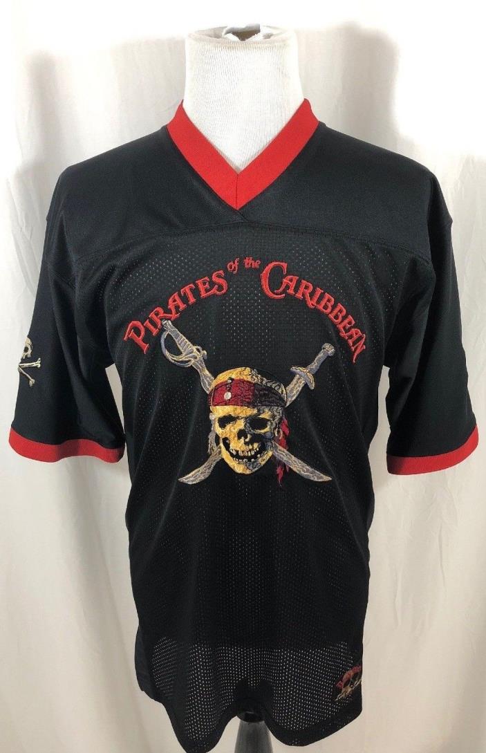 Walt Disney World Pirates of The Caribbean Mens Black/Red Small Sewn # 03 Jersey