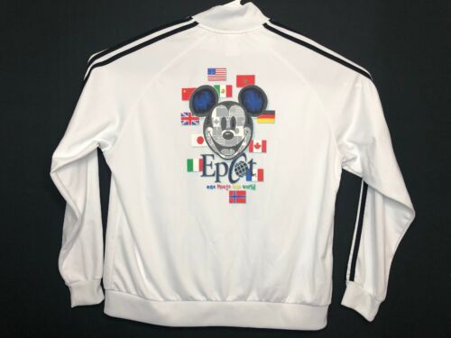 Epcot Disney Parks One Mouse One World Mens White Track Jacket Full Zip XL A18