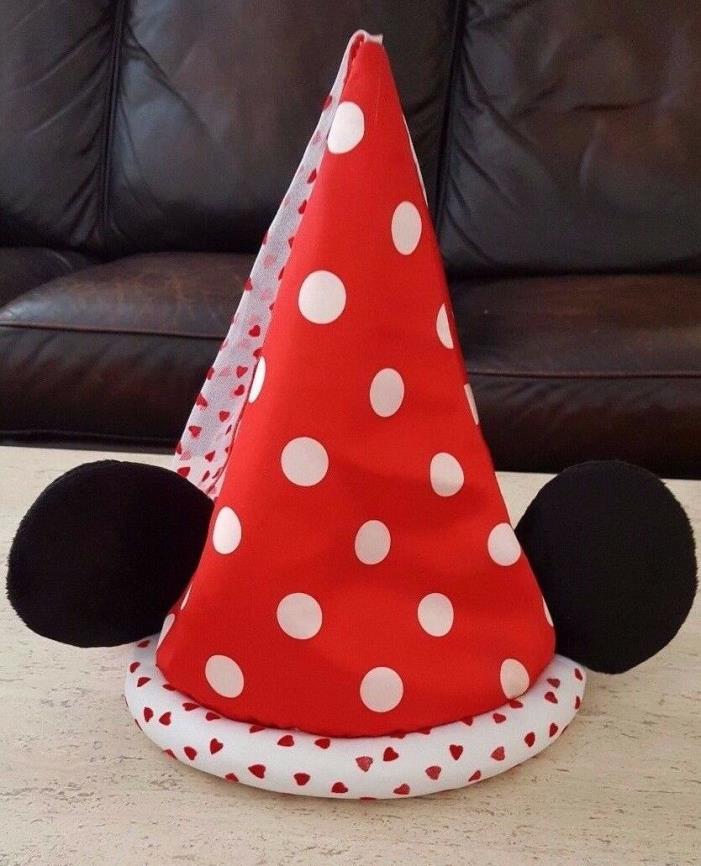 NEW Disney Parks Minnie Mouse Princess Hat with Veil Dots Hearts Red Costume