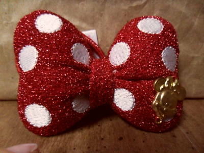 Tokyo Disney Resort Minnie Mouse Bow Hair Tie & Clip w/ Metallic Charm Japan