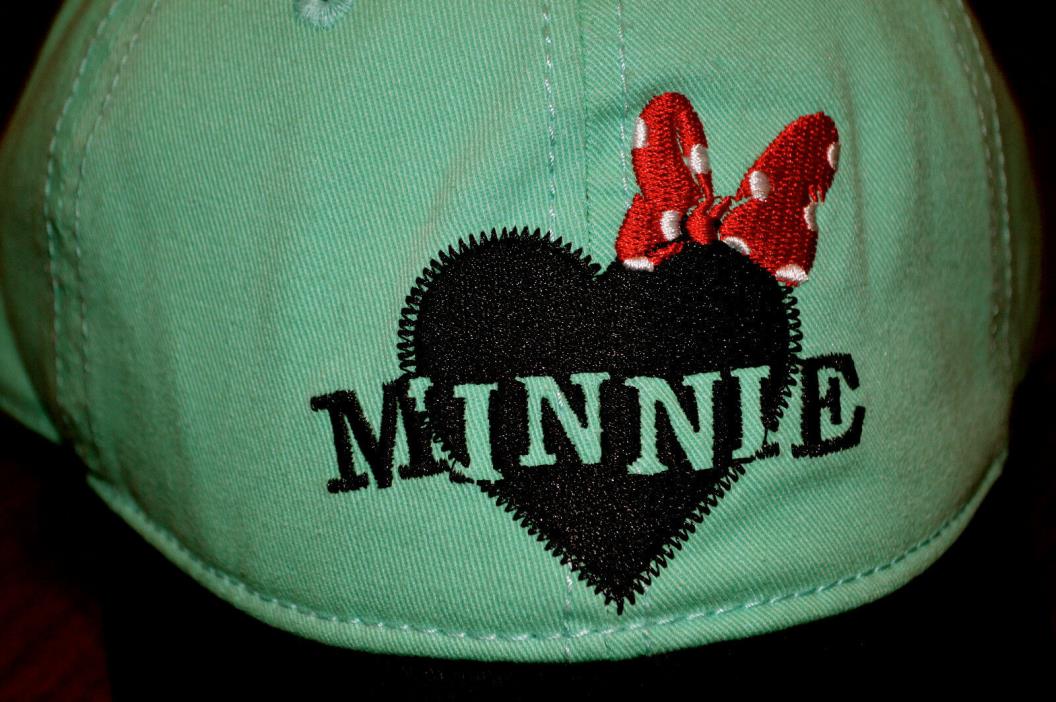 NWT Disney Minnie Mouse Green Adjustable Back Curved Bill Baseball Cap Hat NEW