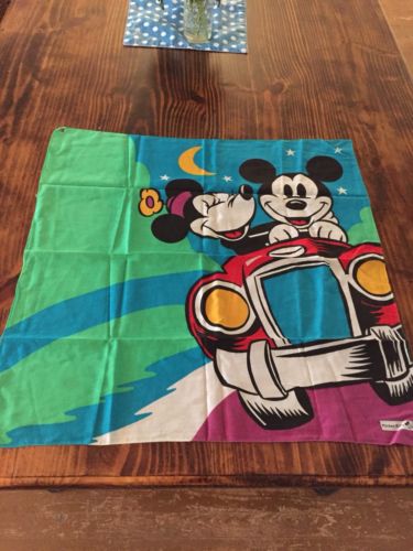 Vintage Mickey & Co. Mickey & Minnie in Car Scarf Bandana Walt Disney Co. RARE !